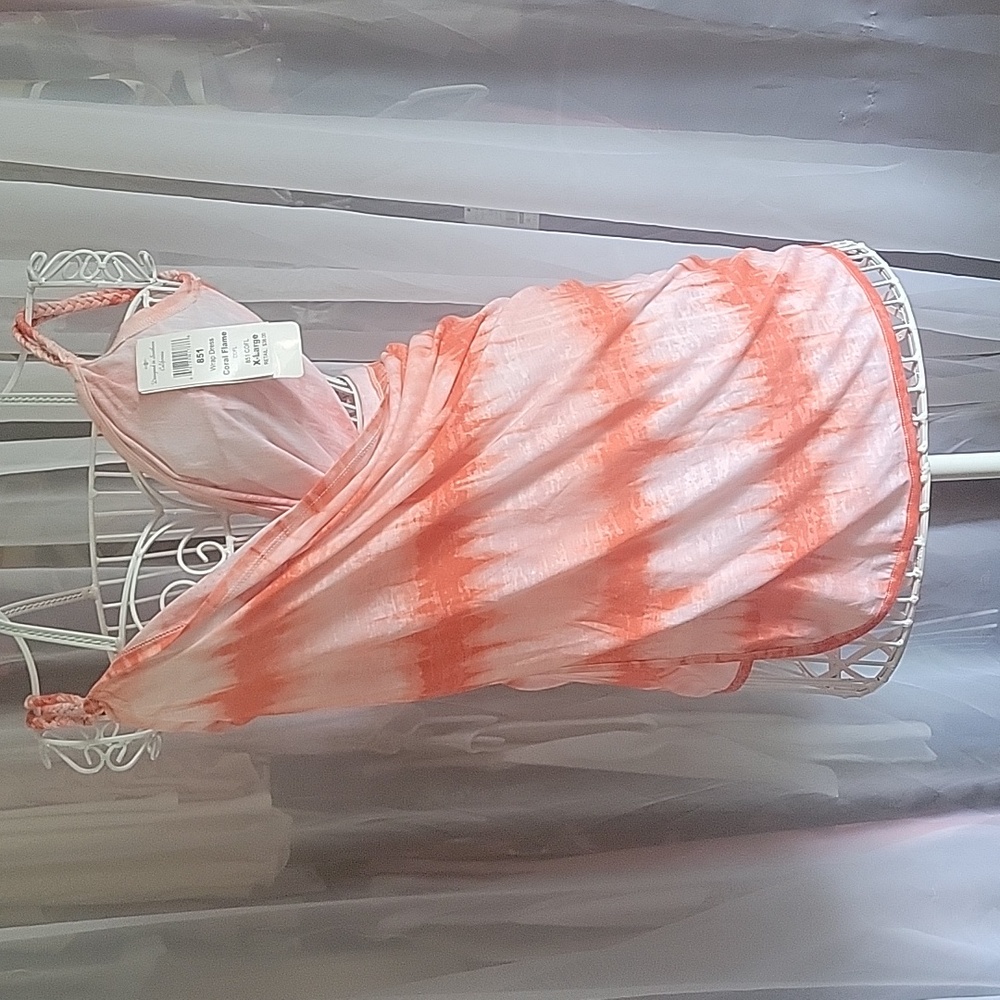 NWT XL coral tie dye wrap, cover up/dress